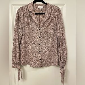 Topshop Size 8 Red Spotted Tie Sleeve Blouse